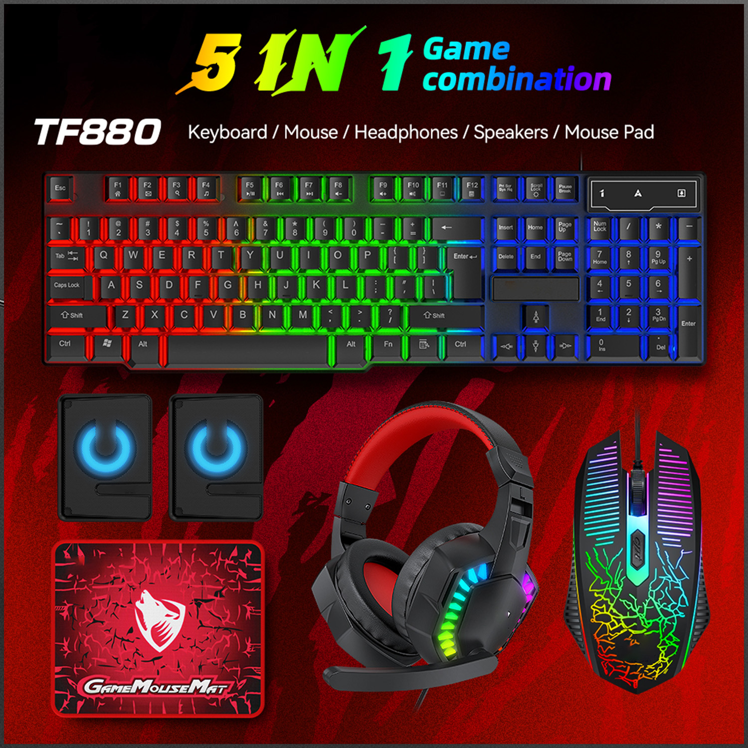 5-in-1 Set Gaming Combo Keyboa - đánh giá và giá Gaming Headset Wired