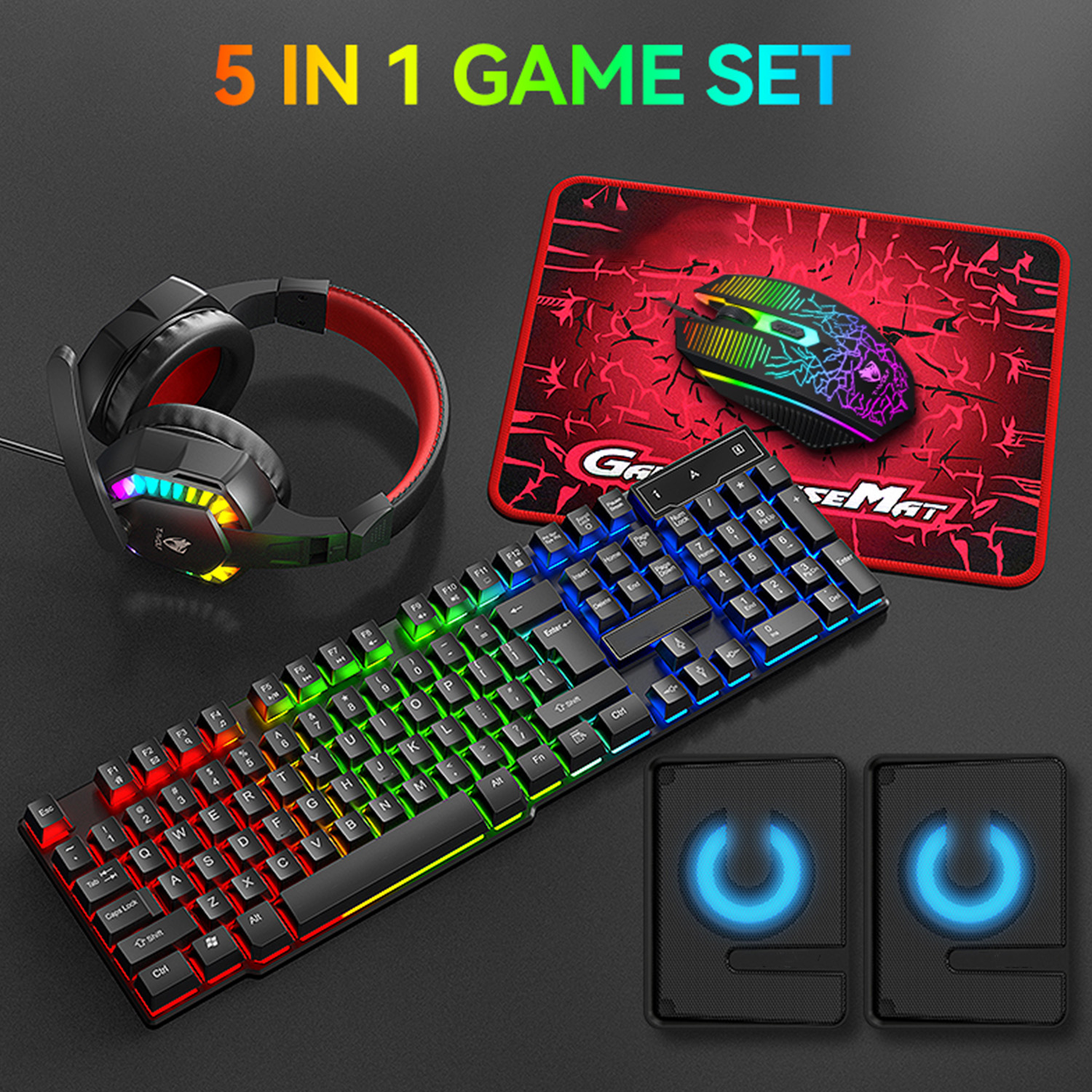 5-in-1 Set Gaming Combo Keyboa - đánh giá và giá Gaming Headset Wired